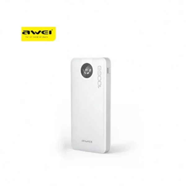 Powerbank 10000 mah με 4 καλώδια φόρτισης awei P133K (Λευκό)