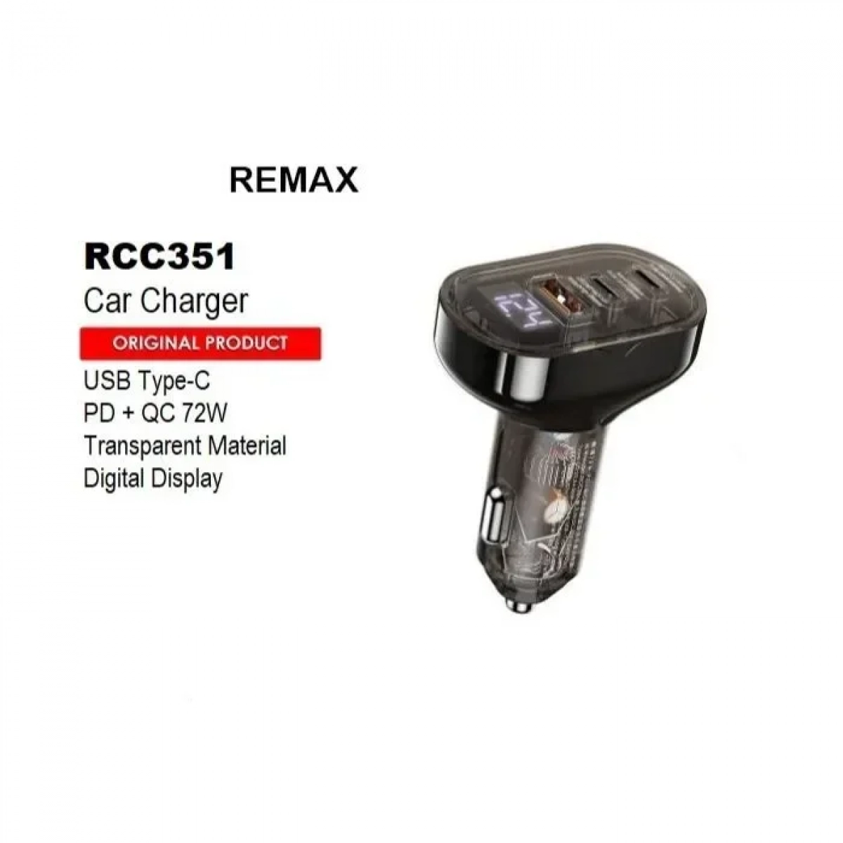 Remax RCC351 Φορτιστής Αυτοκινήτου Γρήγορης Φόρτισης με Θύρες: 1xUSB 2xType-C