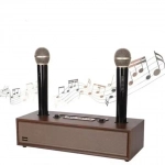 Ξύλινο Ηχείο Καραόκε XM-UK525 Bluetooth με 2 μικρόφωνα σε Καφέ χρώμα