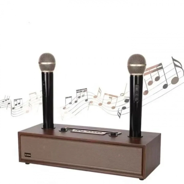 Ξύλινο Ηχείο Καραόκε XM-UK525 Bluetooth με 2 μικρόφωνα σε Καφέ χρώμα