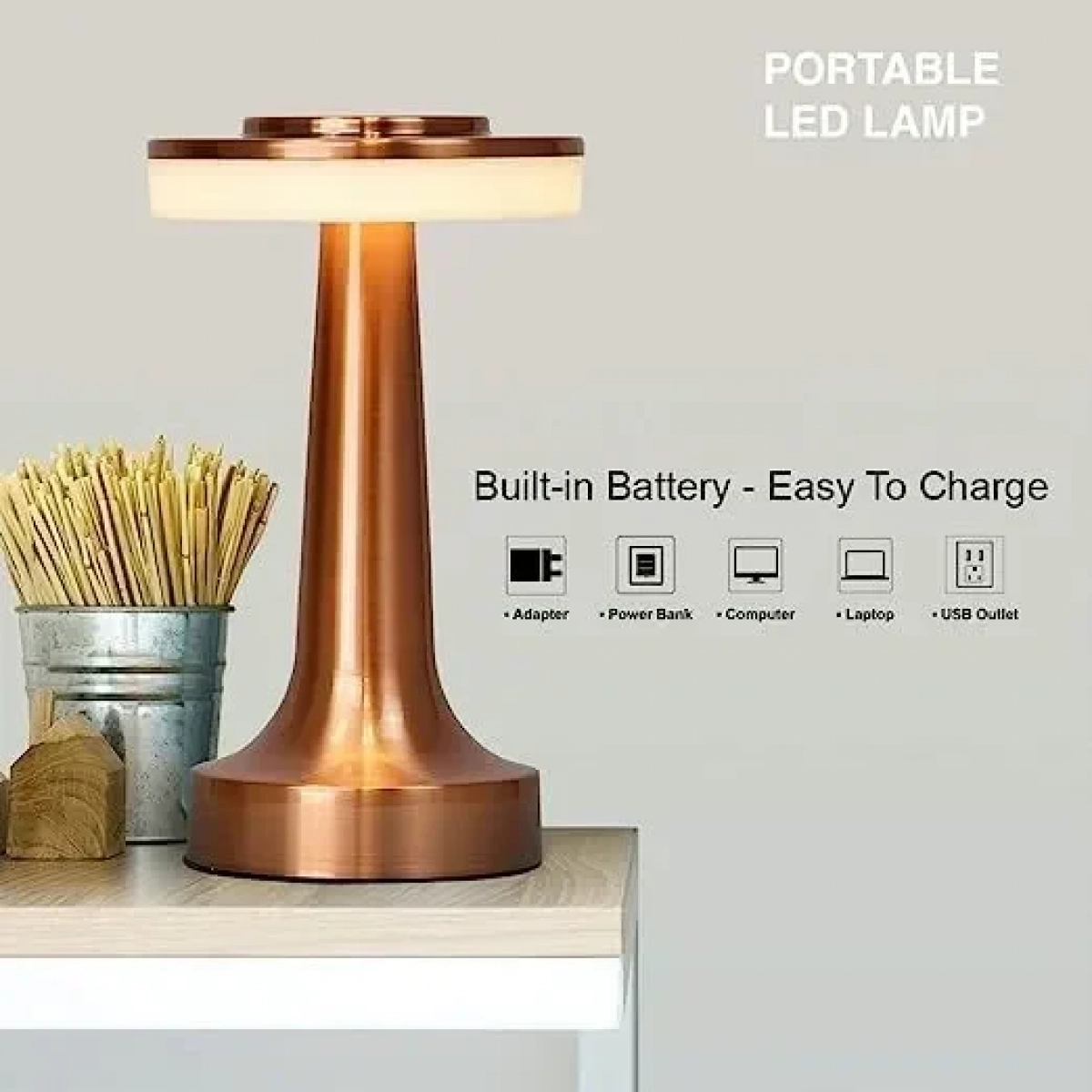 Retro LED Επιτραπέζιο Φωτιστικό Αφής USB Επαναφορτιζόμενο 30370 σε Μπρονζέ χρώμα
