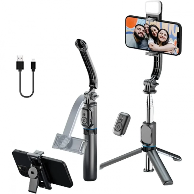 Awei X49 Πτυσσόμενο Selfie Stick και Τρίποδο με Τηλεχειριστήριο Μαύρο