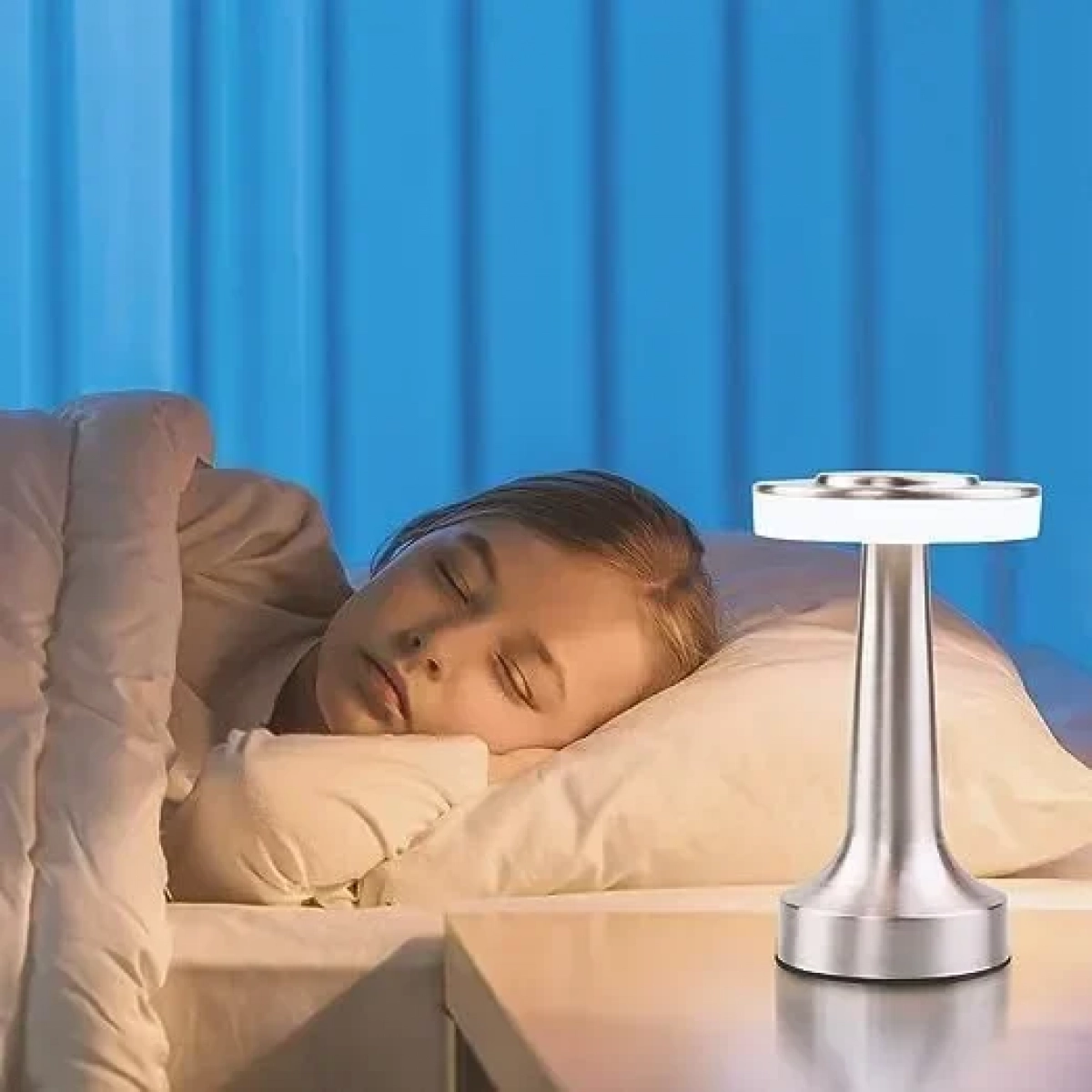 Retro LED Επιτραπέζιο Φωτιστικό Αφής USB Επαναφορτιζόμενο 30370 σε Ασημί χρώμα