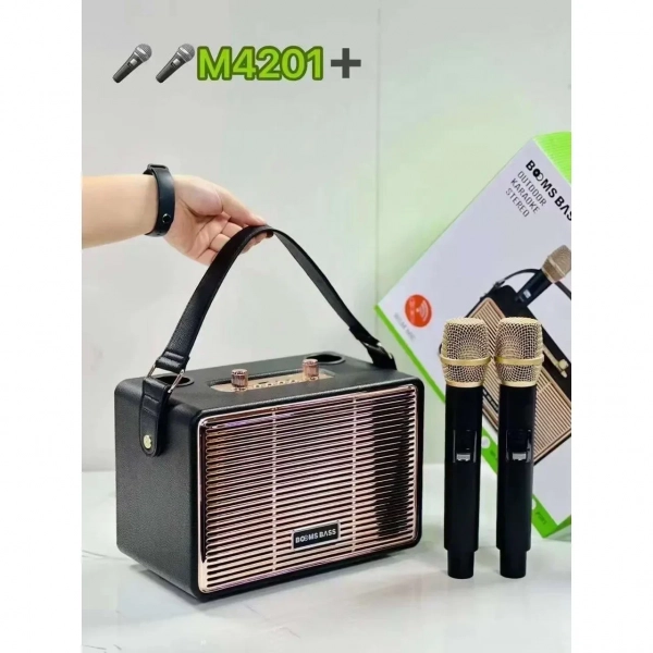 Ηχείο Karaoke Bluetooth Boom Bass M4201+ με 2 μικρόφωνα Μαύρο