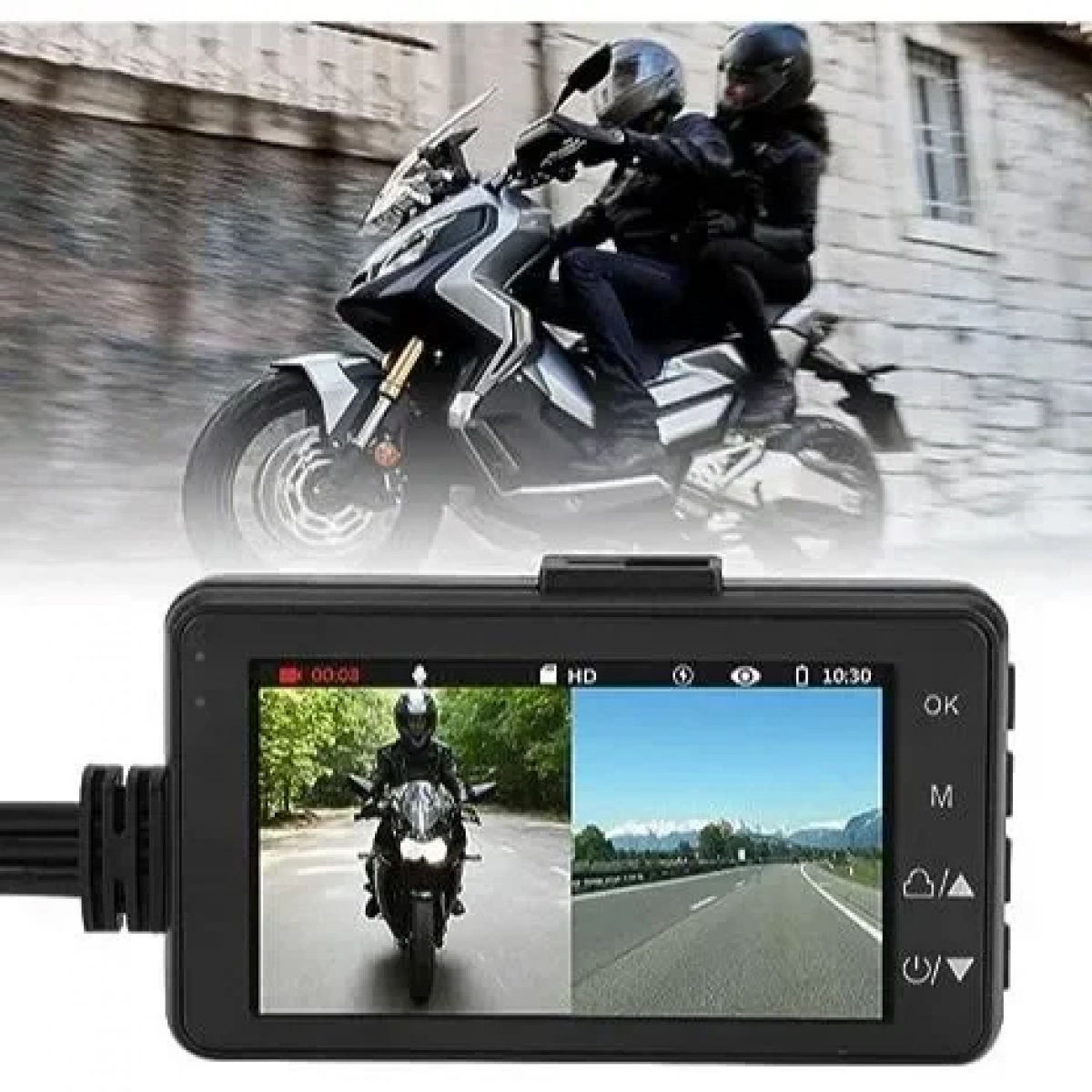 Κάμερα Μοτοσυκλέτας 1080P HD Dual Lens 3 ιντσών με Οθόνη LCD IP68 Αδιάβροχο Ενσωματωμένο Μικρόφωνο