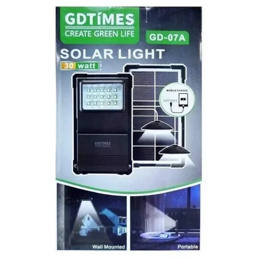Φακός Έκτακτης Ανάγκης Power Bank Gd-Lite GD-Times GD-07A 30W με ηλιακή μπαταρία και 2 λαμπτήρες