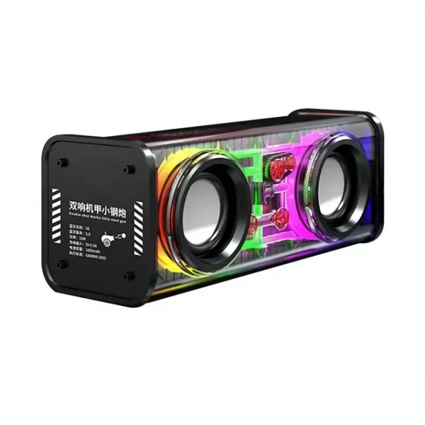 Ασύρματo Διπλό Ηχείο Bluetooth Mini V8 με LED φωτισμό Μαύρο