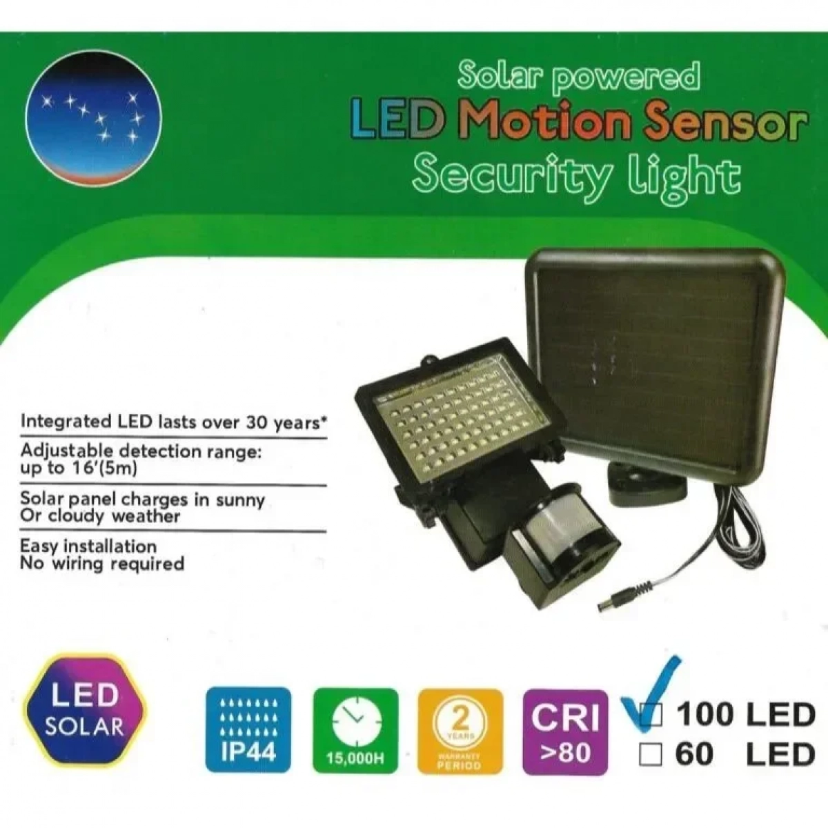 Φως Ασφαλείας LED Ηλιακής Ενέργειας με Αισθητήρα Κίνησης 100led 700 Lumens με Εύρος Ανίχνευσης 5m OEM-SPLM100