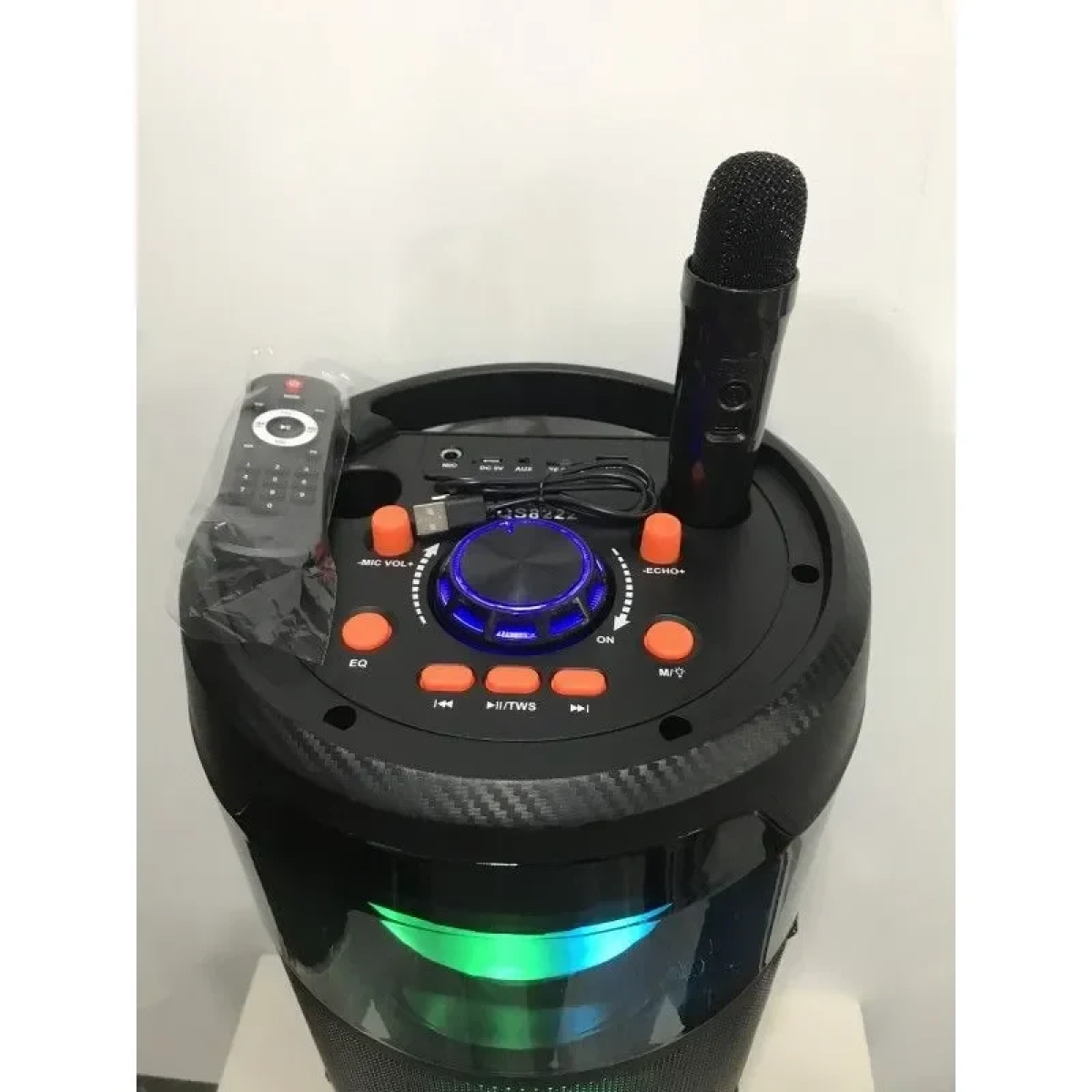 Ηχείο Bluetooth 8 ιντσών με Φωτισμό LED και Ασύρματο Μικρόφωνο Μαύρο
