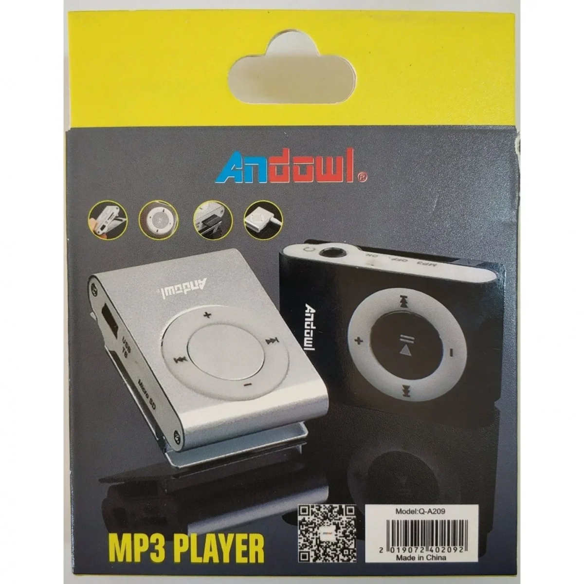 Επαναφορτιζόμενο MP3 player Ασημί Q-A209 Andowl