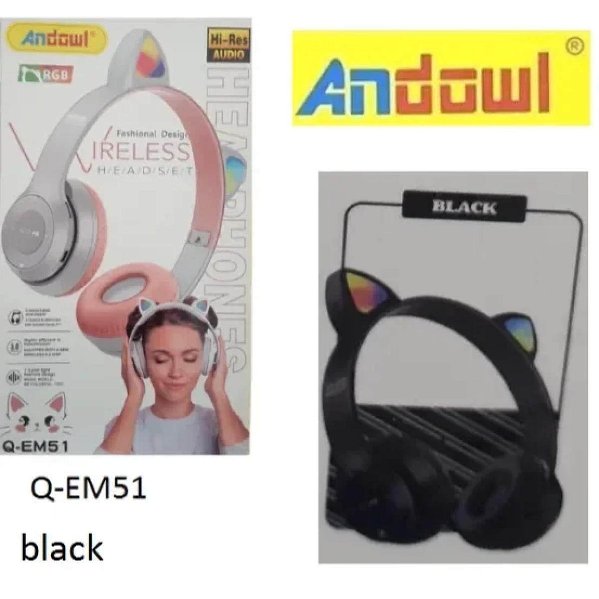 Andowl Q-EM51 Ασύρματα/Ενσύρματα On Ear Ακουστικά Μαύρα