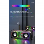 Ασύρματo Διπλό Ηχείο Bluetooth Mini V8 με LED φωτισμό Μαύρο