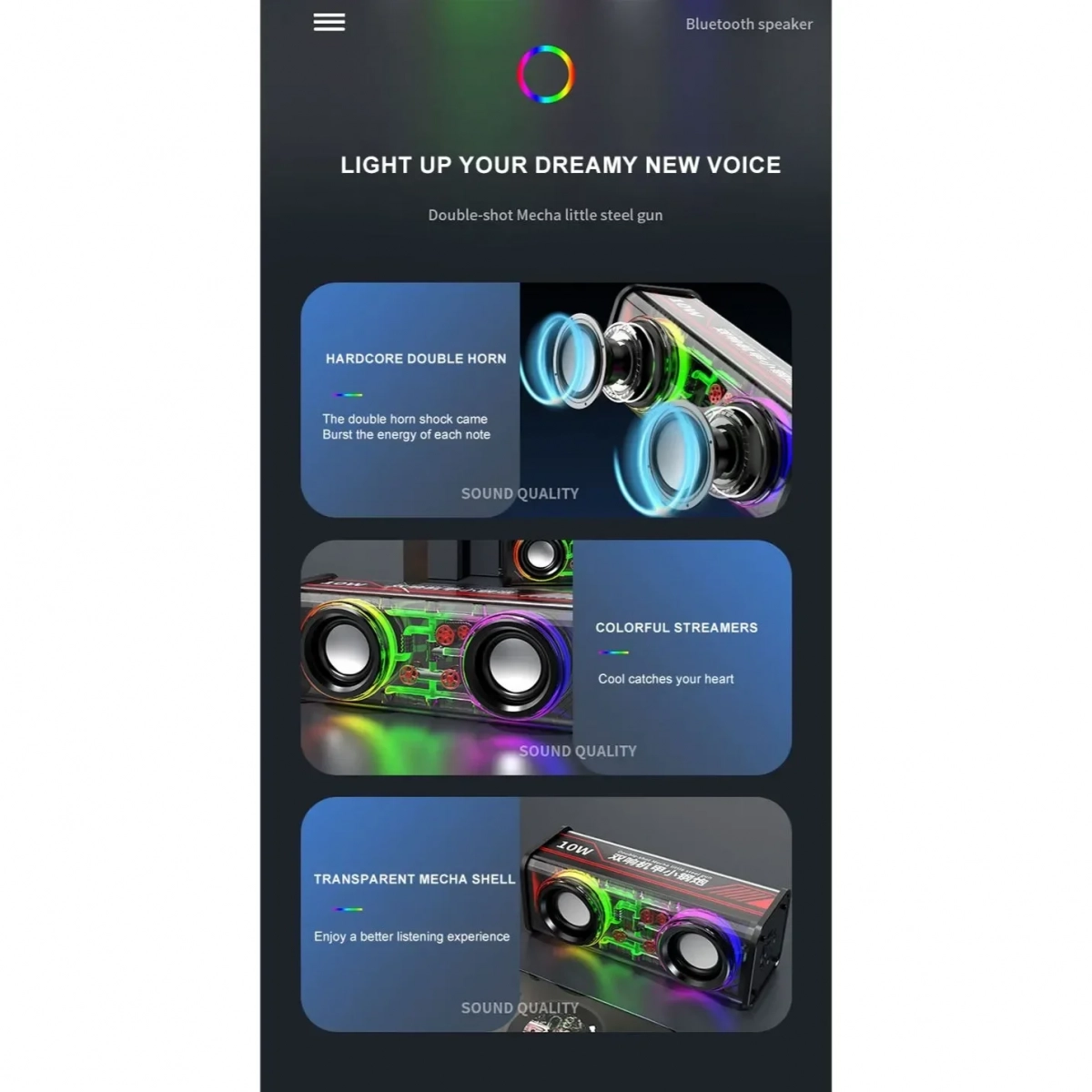 Ασύρματo Διπλό Ηχείο Bluetooth Mini V8 με LED φωτισμό Μαύρο