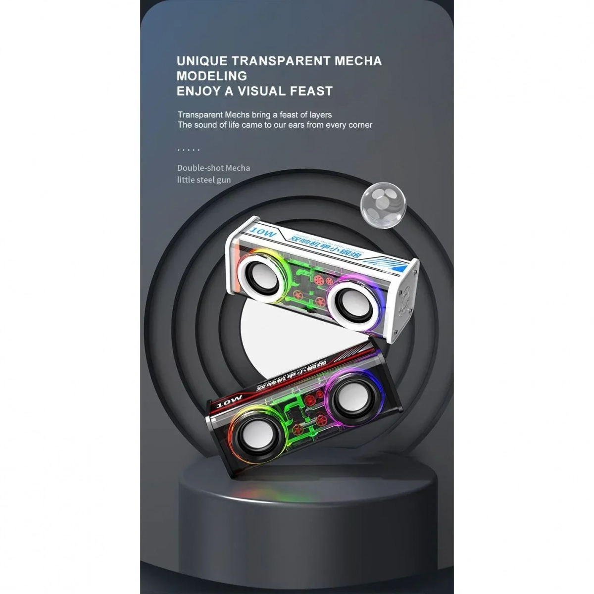 Ασύρματo Διπλό Ηχείο Bluetooth Mini V8 με LED φωτισμό Μαύρο