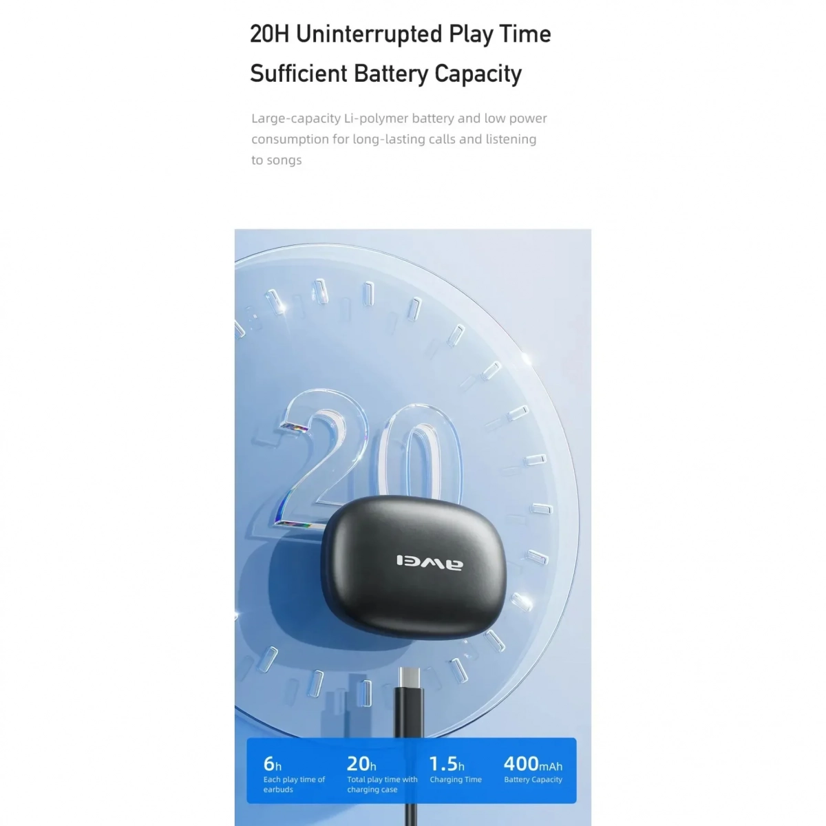 Ασύρματα αθλητικά ακουστικά Bluetooth Awei T67 Μαύρο Χρώμα