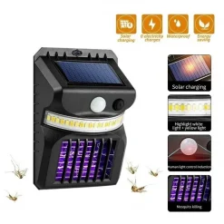 Επιτοίχιο Ηλιακό Φωτιστικό και Εντομοκτόνο UV LED Με 3 Λειτουργίες W7921