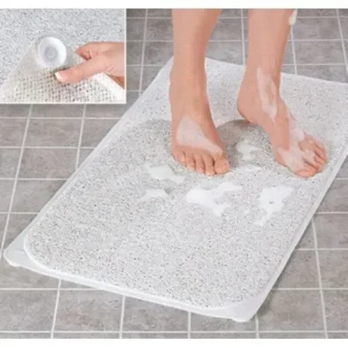 Shower Rug Αντιολισθητικό Μπάνιου με Βεντούζες 40x70cm Λευκό