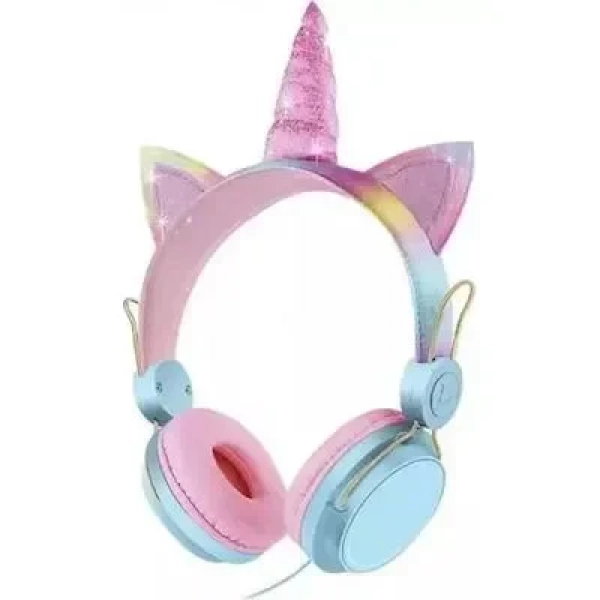 Unicorn AH-808 Ασύρματα Bluetooth On Ear Ακουστικά Μπλε