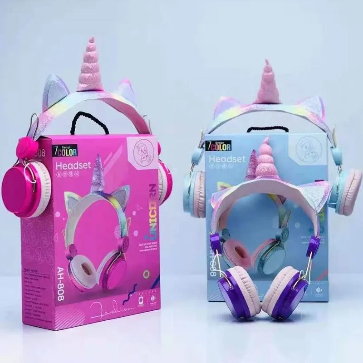 Unicorn AH-808 Ασύρματα Bluetooth On Ear Ακουστικά Φούξια
