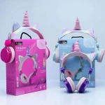 Unicorn AH-808 Ασύρματα Bluetooth On Ear Ακουστικά Ροζ