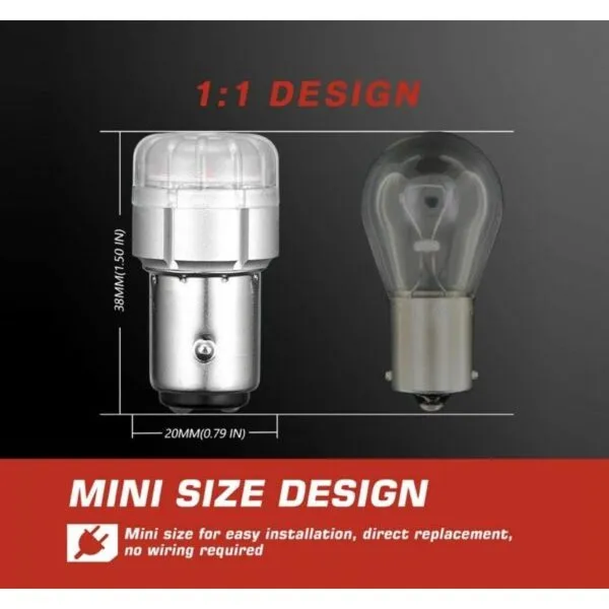 Διπολική λάμπα LED 1157 BAY15D 12V 9 SMD 3020 9W 260LM κόκκινο 2 τεμάχια A500 SL2 1157R NOVSIGHT