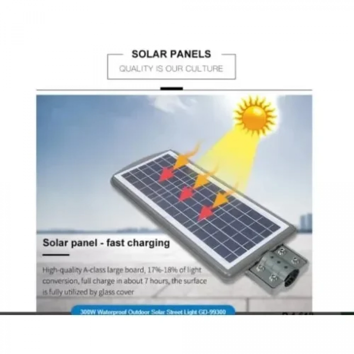 Αδιάβροχος ηλιακός προβολέας LED 300W 16000mAh με τηλεχειριστήριο GD-99300