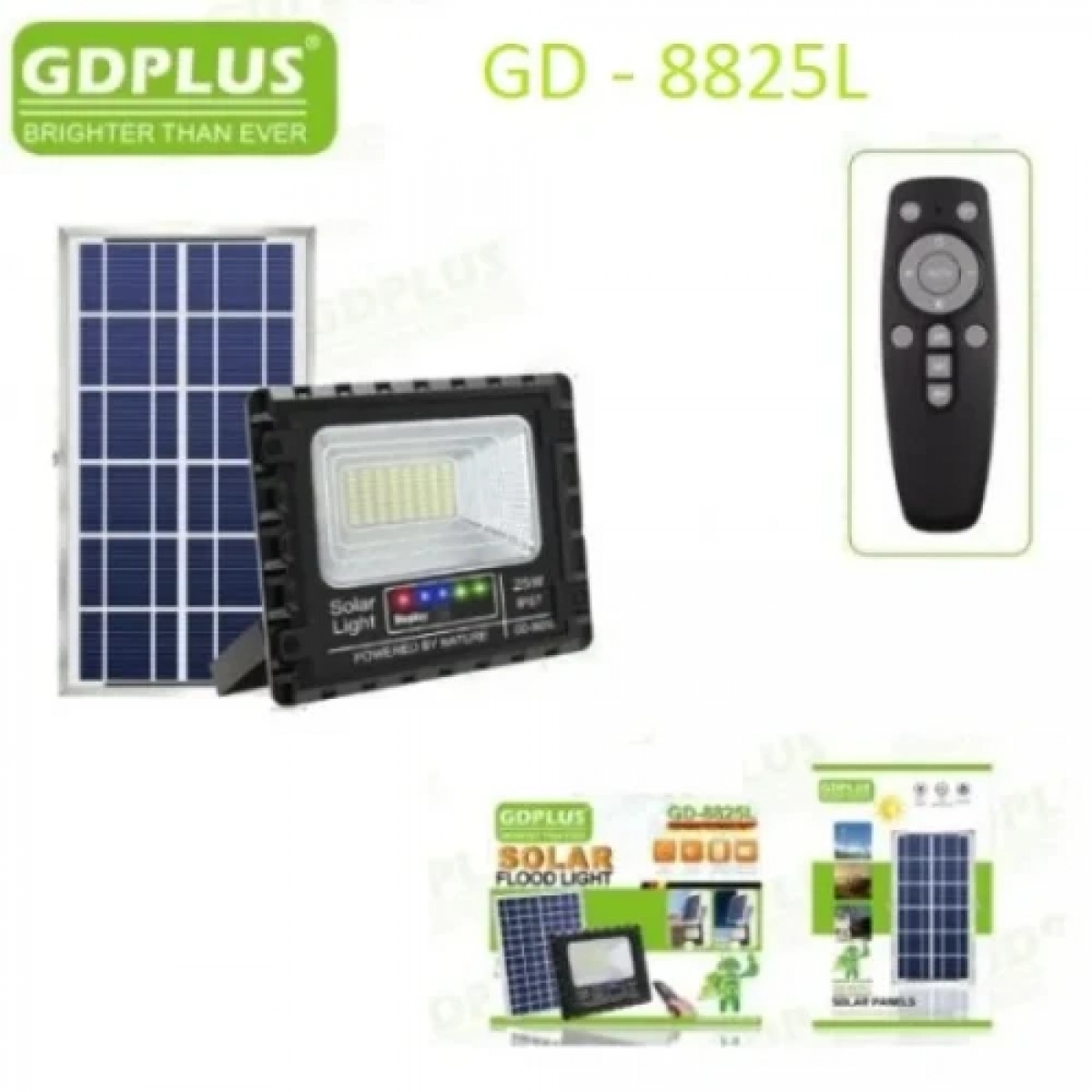 Αδιάβροχος ηλιακός προβολέας LED 25W 5000mAh με πάνελ & τηλεχειριστήριο GD-8825L