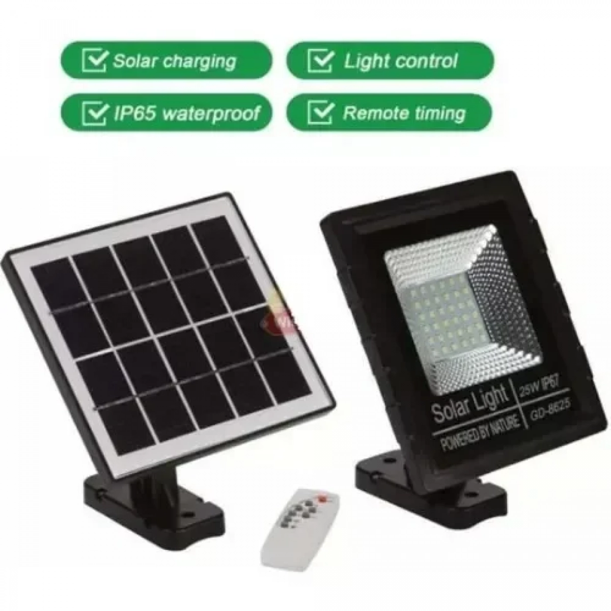 Αδιάβροχος ηλιακός προβολέας LED 25W 2400mAh με πάνελ & τηλεχειριστήριο GD-8625