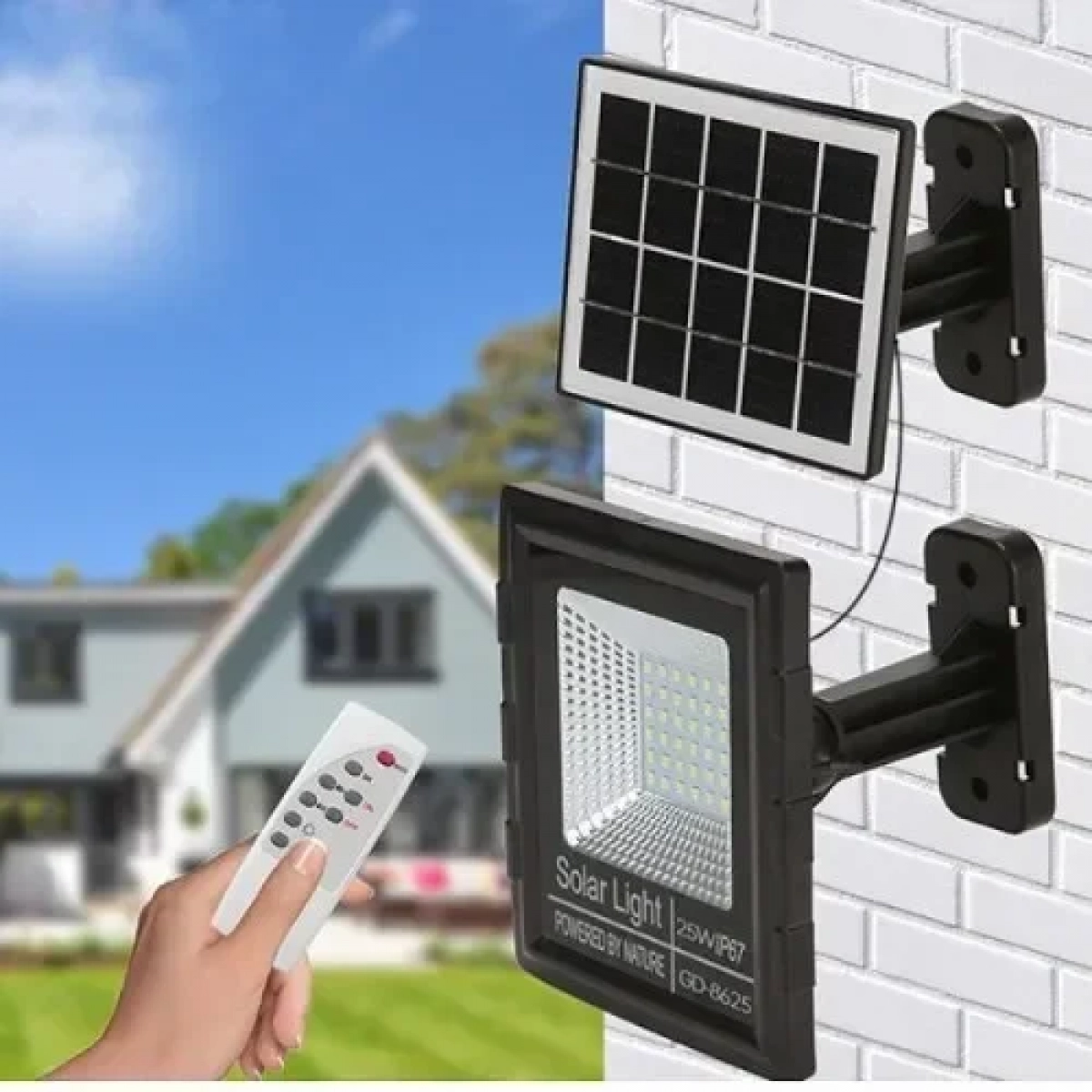 Αδιάβροχος ηλιακός προβολέας LED 25W 2400mAh με πάνελ & τηλεχειριστήριο GD-8625