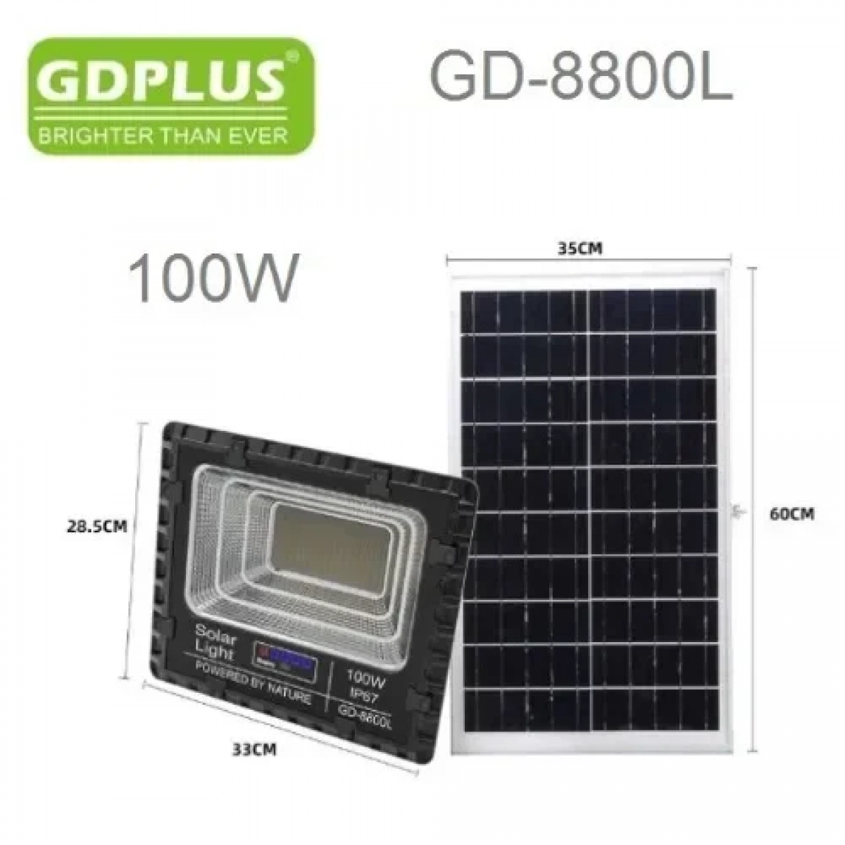 Αδιάβροχος ηλιακός προβολέας LED 100W 25000mAh με πάνελ & τηλεχειριστήριο GD-8800L