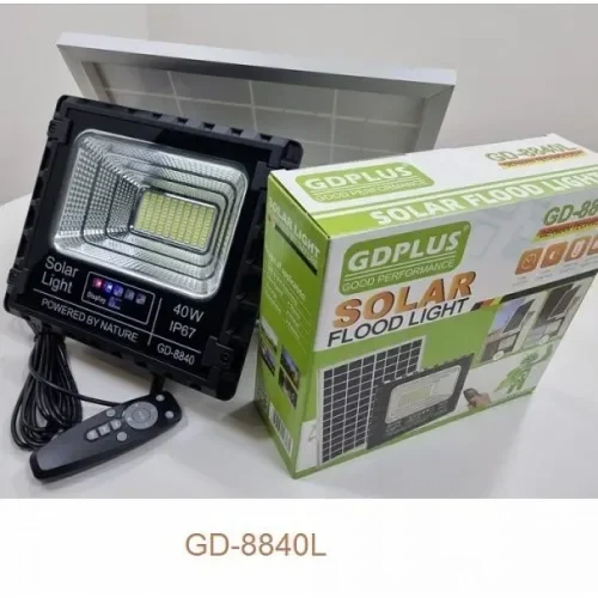Αδιάβροχος ηλιακός προβολέας LED 40W 10000mAh με πάνελ & τηλεχειριστήριο GD-8840L
