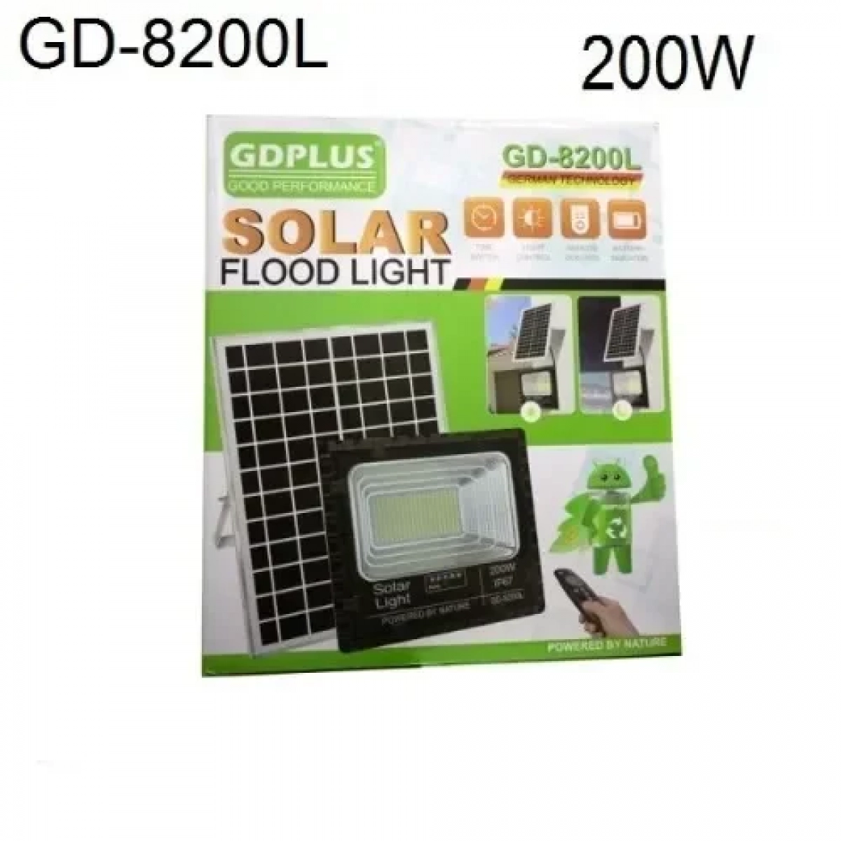 Αδιάβροχος ηλιακός προβολέας LED 200W 30000mAh με πάνελ & τηλεχειριστήριο GD-8200L