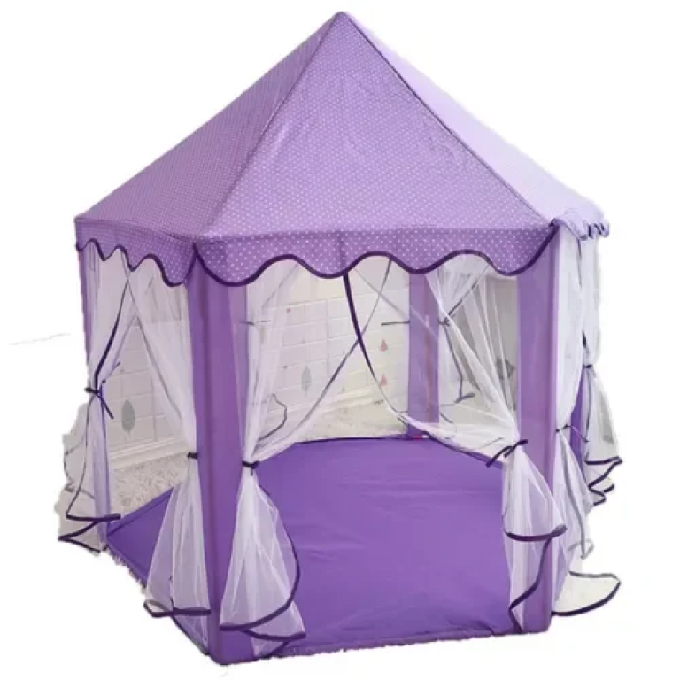Παιδική σκηνή με μορφή κάστρου και κουνουπιέρα Pop Up 140x140x140 σε μωβ χρώμα