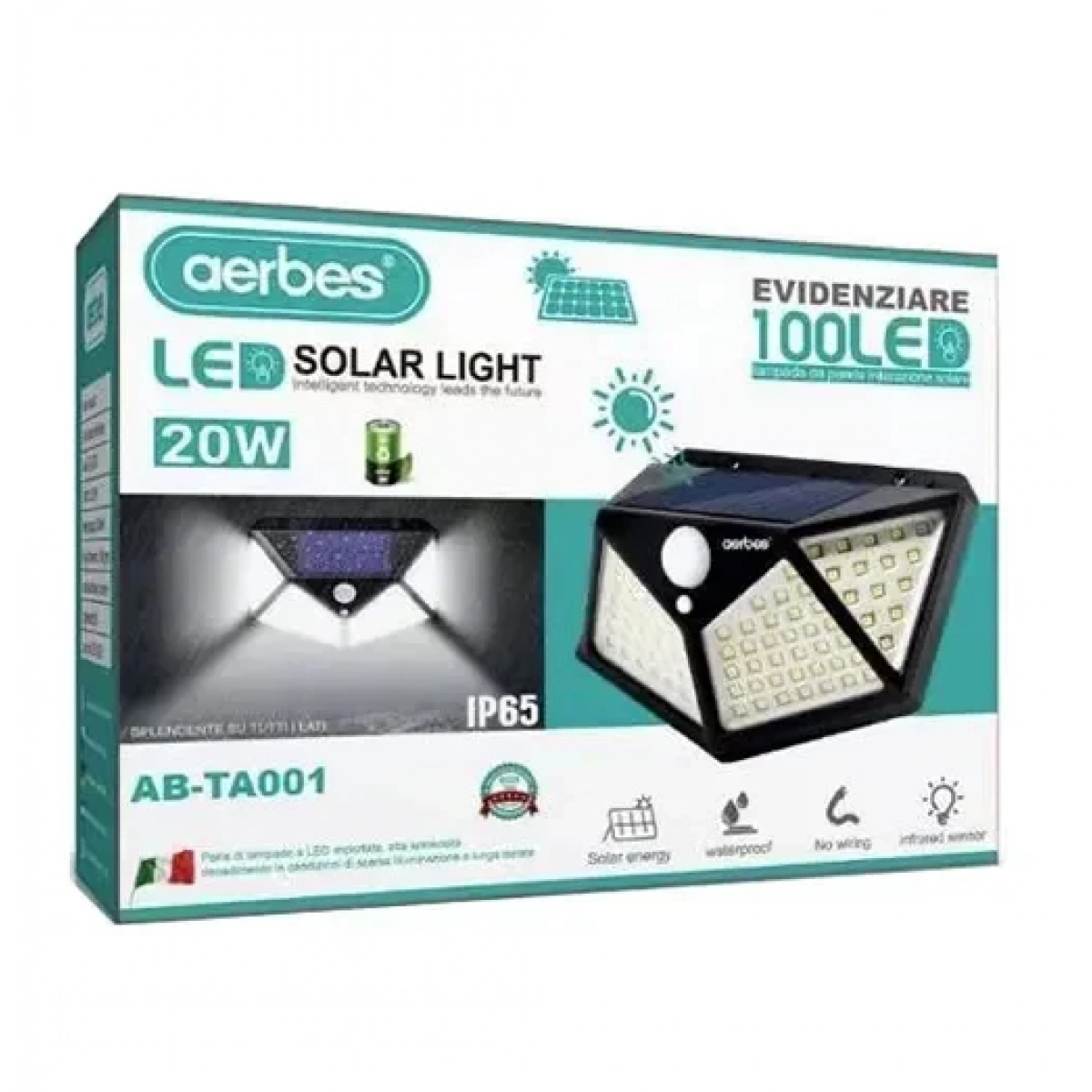 Αδιάβροχος ηλιακός προβολέας LED 20W Aerbes AB-TA001 - Image 2