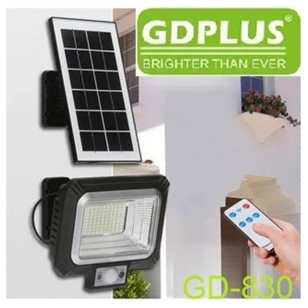 Αδιάβροχος ηλιακός προβολέας LED 4000mAh με πάνελ & τηλεχειριστήριο GD-830 - Image 2
