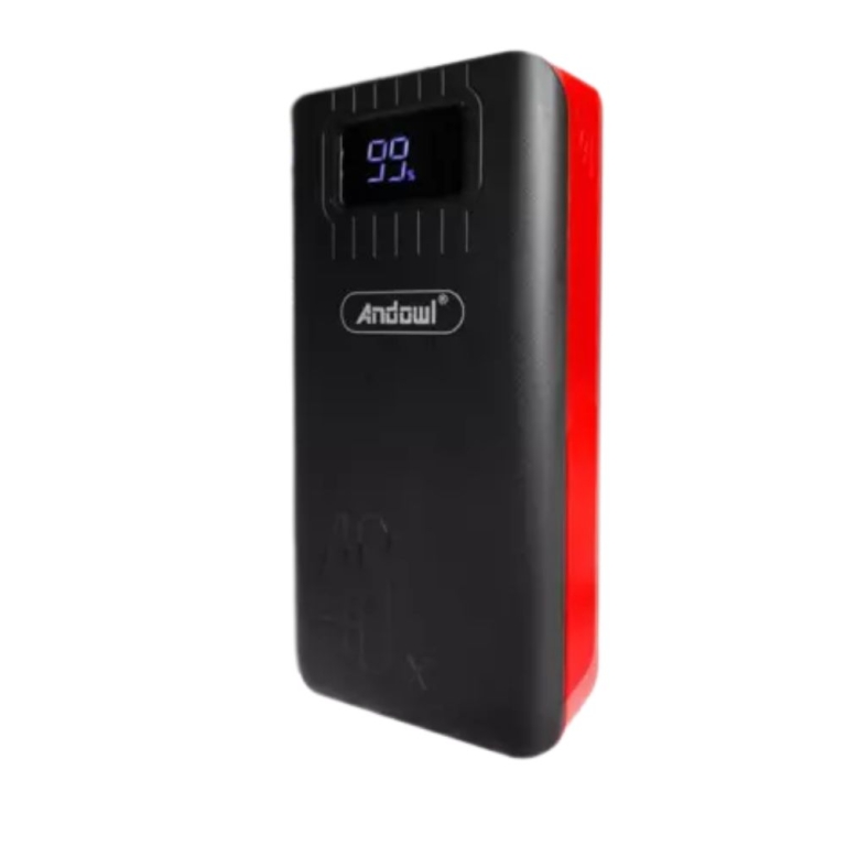 Andowl Q-CD701 Power Bank 40000mAh με 2 Θύρες USB-A και 2 Θύρες USB-C Κόκκινο Μαύρο