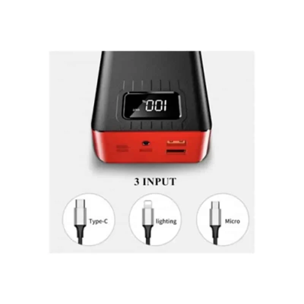 Andowl Q-CD701 Power Bank 40000mAh με 2 Θύρες USB-A και 2 Θύρες USB-C Κόκκινο Μαύρο