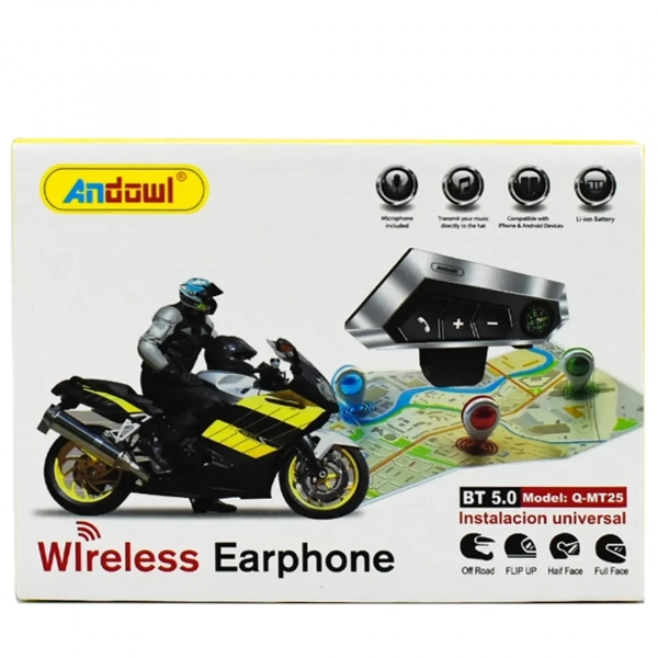 Ασύρματη Ενδοεπικοινωνία Κράνους Bluetooth V5.0 με Mini Πυξίδα Andowl Q-MT25 – Ασημί