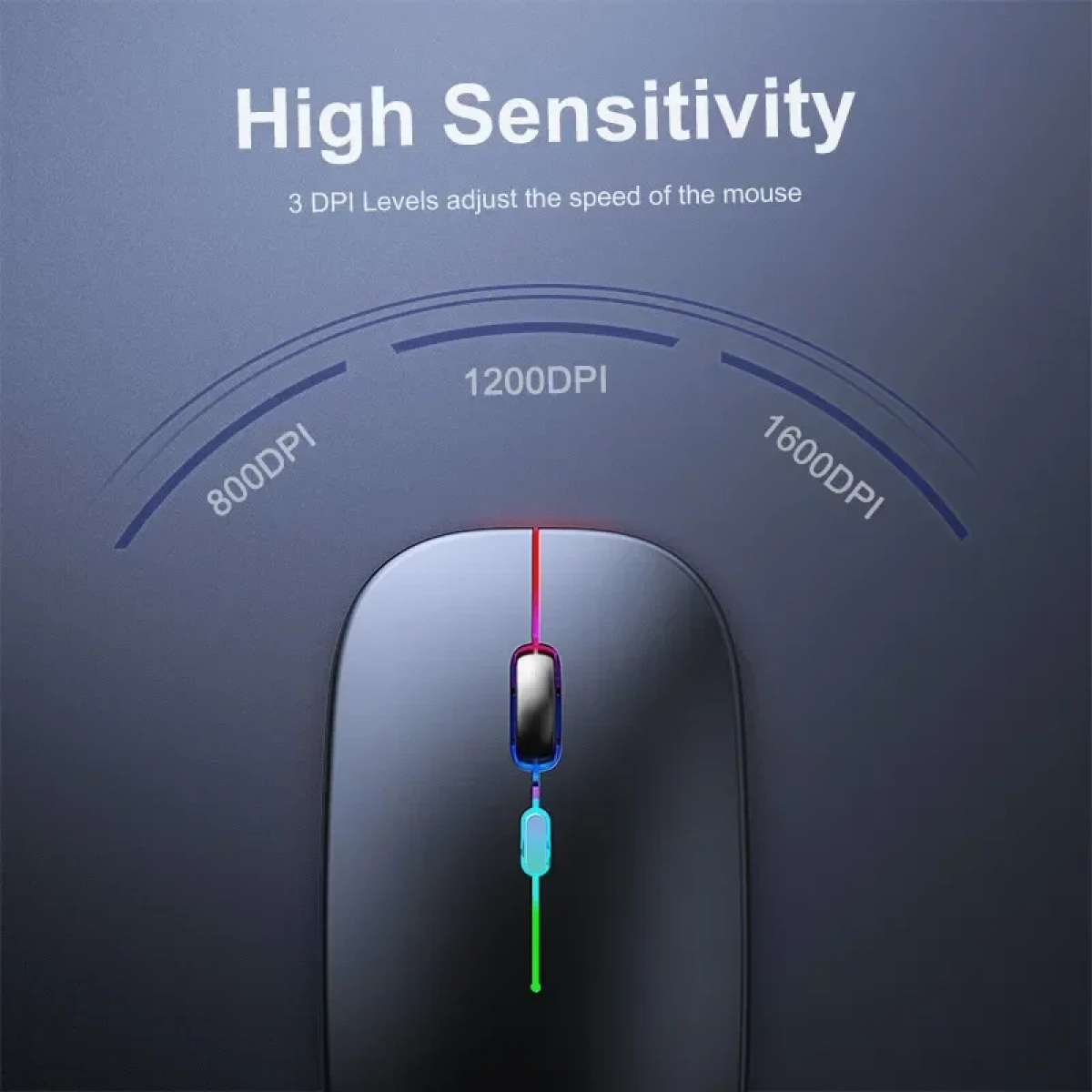 Ασύρματο Ποντίκι RF-6800c με RGB Φωτισμό - Γκρι