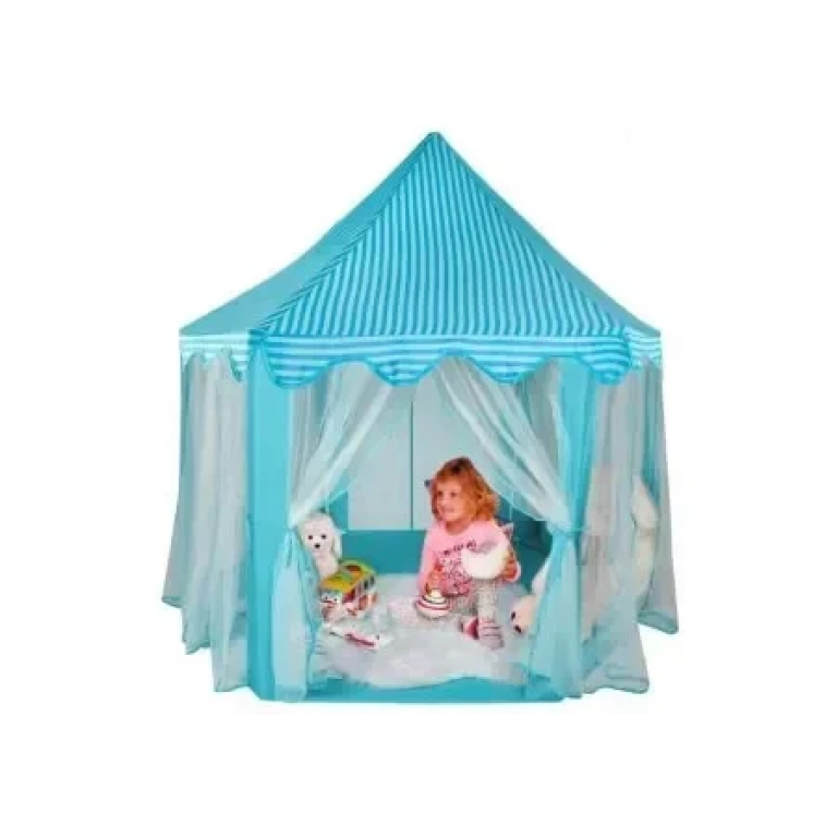 Παιδική σκηνή με μορφή κάστρου και κουνουπιέρα Pop Up 140x140x140 σε μπλε χρώμα
