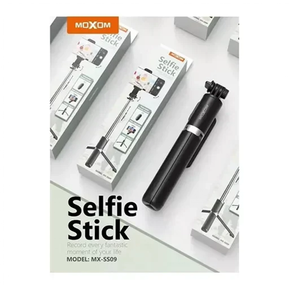 Selfie Stick Moxom MX-SS09 με ασύρματο τηλεχειριστήριο και βάση τριπόδου μαύρο