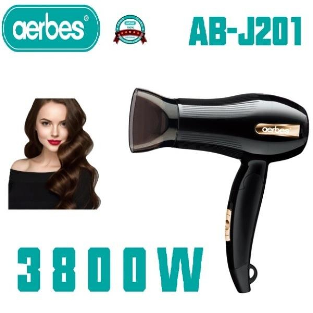 Επαγγελματικό πιστολάκι μαλλιών 3800W AB-J201 Aerbes μαύρο - Image 3