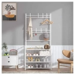 Έπιπλο εισόδου με κρεμάστρα 4 επιπέδων 60x28x155cm λευκό - Image 4