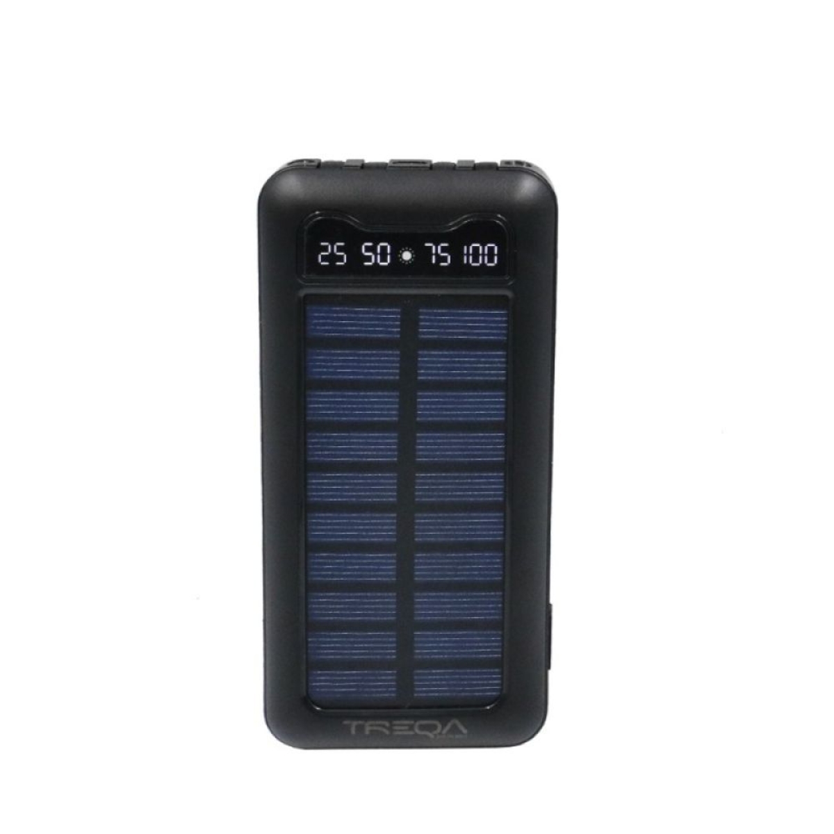 Ηλιακό Powerbank 10000mAh με ενσωματωμένα καλώδια φόρτισης, θύρα USB-A Treqa TR-946 μαύρο