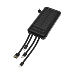 Ηλιακό Powerbank 10000mAh με ενσωματωμένα καλώδια φόρτισης, θύρα USB-A Treqa TR-946 μαύρο