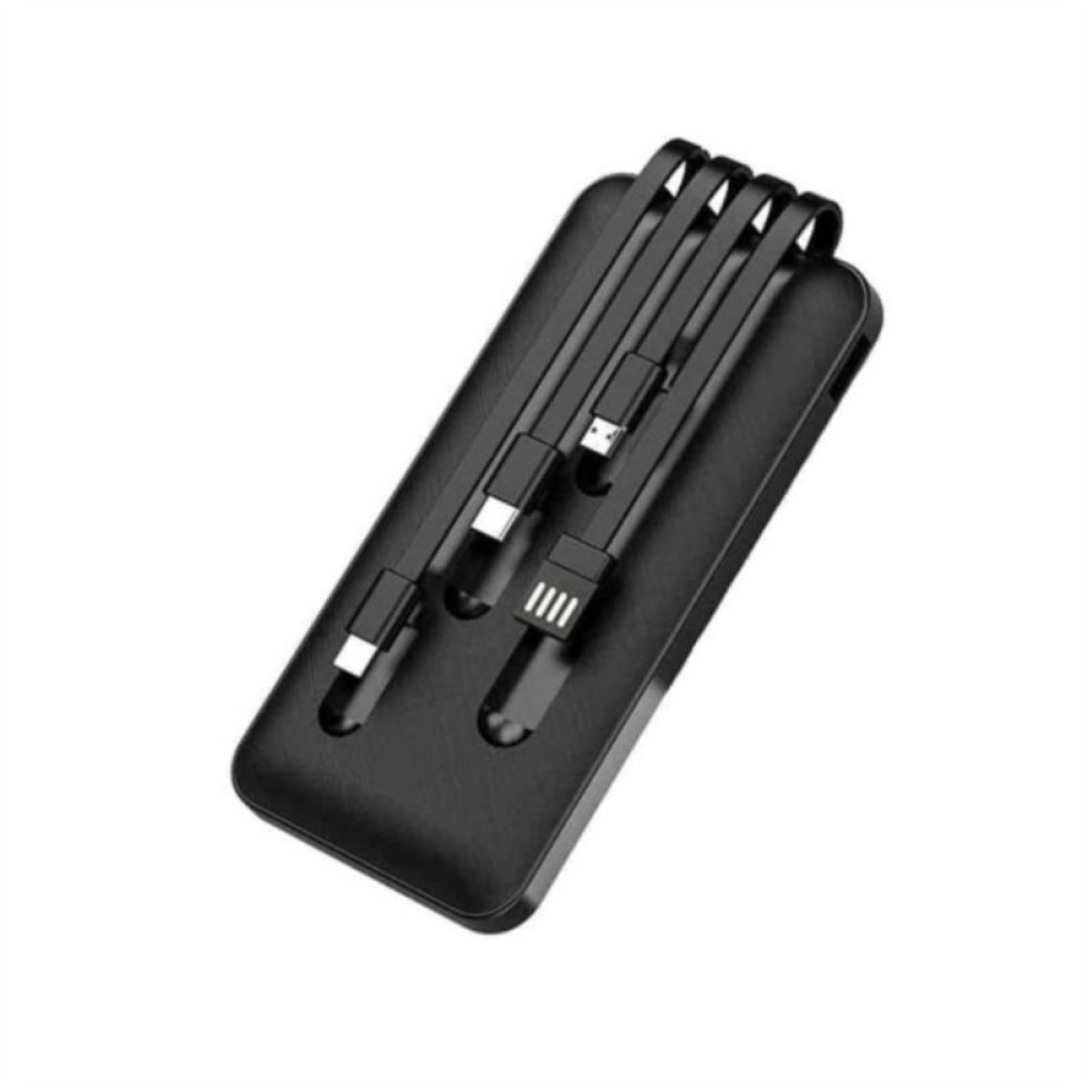 Ηλιακό Powerbank 10000mAh με ενσωματωμένα καλώδια φόρτισης, θύρα USB-A Treqa TR-946 μαύρο