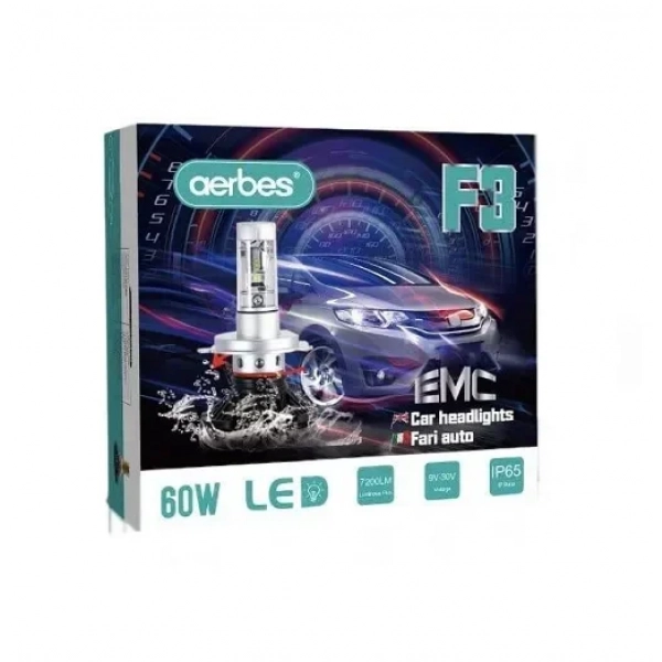 Λαμπτήρες LED SMD φώτα πορείας H4 60W 6000K F3 7200Lm Aerbes