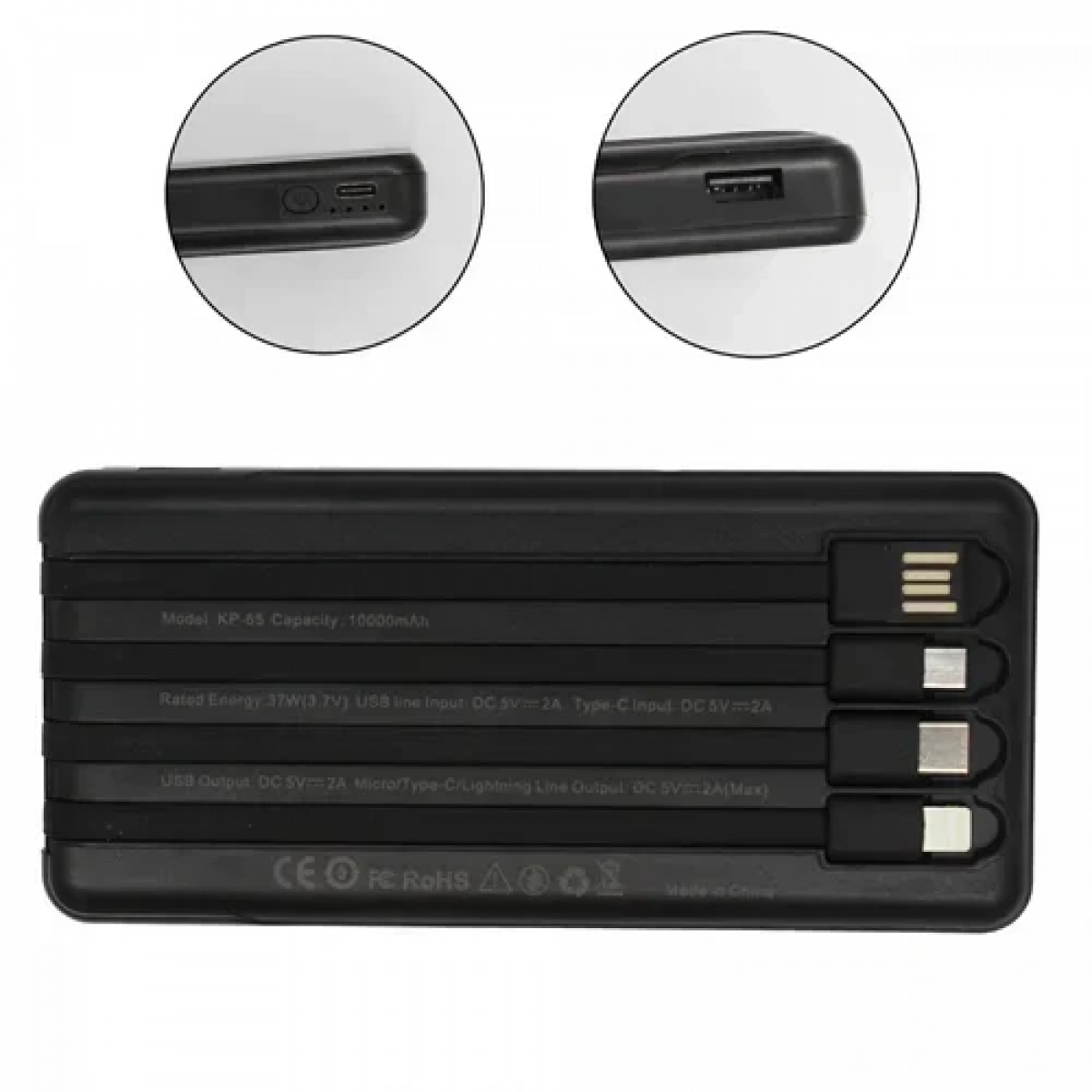 Power Bank γρήγορης φόρτισης 10000mAh KLGO KP-65 μαύρο - Image 2