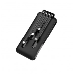 Powerbank 10000 mAh με ενσωματωμένα καλώδια φόρτισης & θύρα USB-A Treqa TR-931 μαύρο