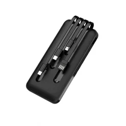 Powerbank 10000 mAh με ενσωματωμένα καλώδια φόρτισης & θύρα USB-A Treqa TR-931 μαύρο